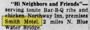 Smiths Motel (Northway Inn, Gaslite Motor Lodge, Shulz Bavarian Inn & Motel) - June 1963 Ad